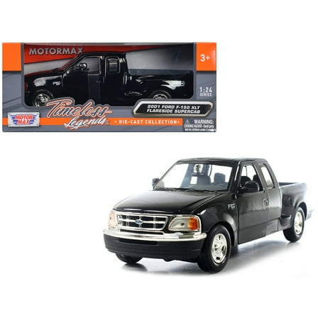 2001 Ford F-150 XLT Flareside Supercab Pickup Truck Black 1/24 Diecast Car Model by Motormax