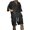 Black, variant on Glisme Mens 2 Piece Sets Summer Outfits Knitted Breathable Anti Two Piece Breathable Suit Rolled Sleeve Shirt Shorts Set Durable Matching Set White