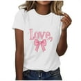 thumbnail image 3 of RKSTN Valentines Gift Valentine Shirts for Women Oversized Crewneck Valentine's Day Graphic Print Short Sleeve T Shirts Pullover Top Womens Casual Round Neck Plus Size Loose Comfy Summer Tee Shirts, 3 of 6