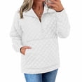 thumbnail image 6 of Generic Women's Fall Quilted Sweatshirt Casual Quarter Zip Collared Long Sleeve V Neck Pullover Tops, 6 of 6