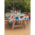 thumbnail image 3 of Outdoor Tablecloth with Umbrella Hole for Patio/Picnic/Party/Camping, Colorful Polka Dot Waterproof Table Cloth Rectangle Table Cover Washable, Cartoon Watercolor Geometric on Linen (60"x 120"), 3 of 8