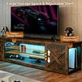 thumbnail image 4 of HOMRELEXA Farmhouse TV Stand for TVs Up to 65", Home Entertainment Center with LED Light, Open Storage Cabinet & Adjustable Shelves, Brown, 4 of 9