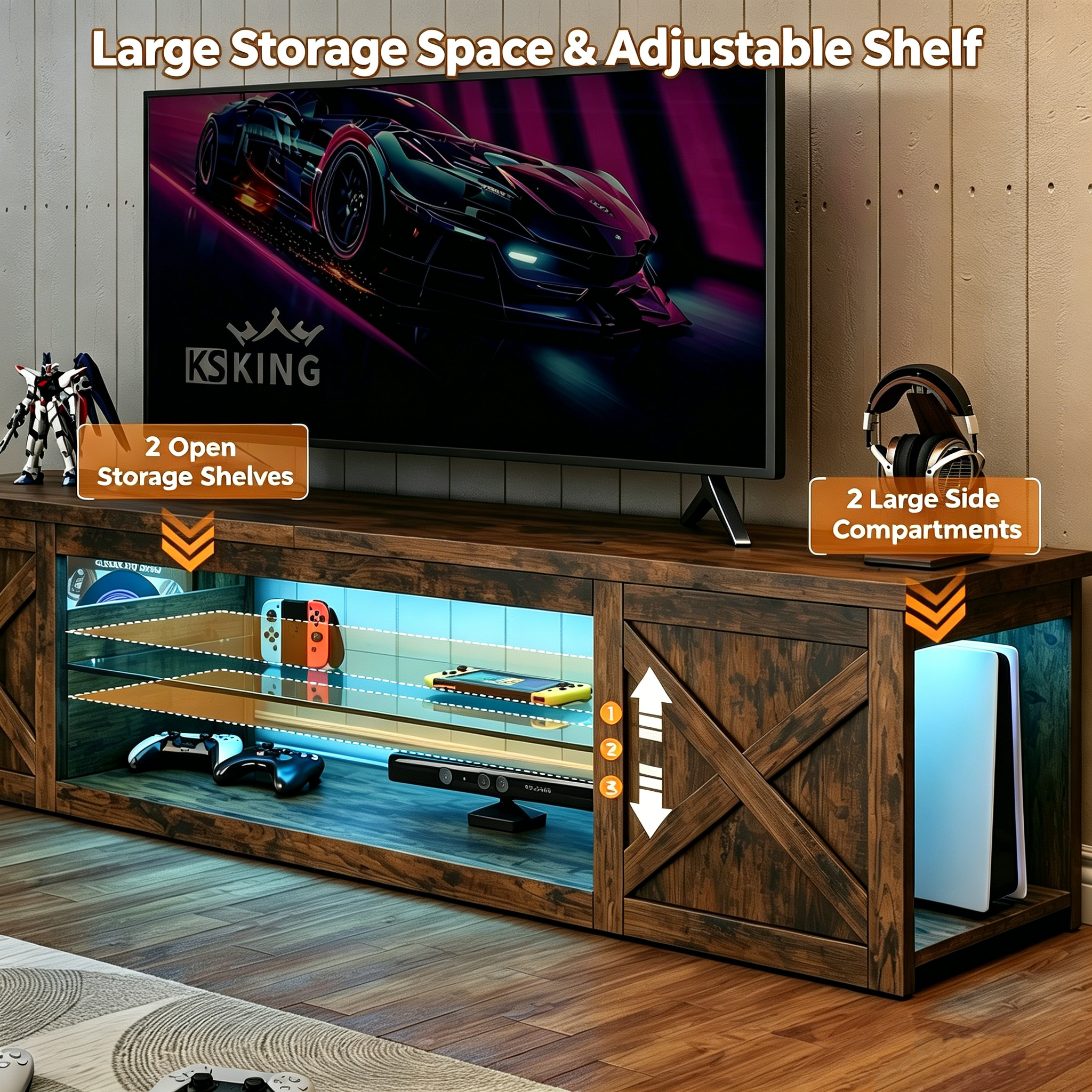 Homrelexa Farmhouse TV Stand for TVs up to 80 Inches photo 2
