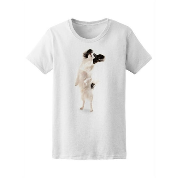 Funny Papillon Puppy T-Shirt Women -Image by Shutterstock, Female Medium