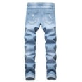 thumbnail image 3 of ZHUASHUM Mens Pants Solid Color Distressed Stretch Pants Oversized Light Colored Ripped Jeans,Xxxl Sky Blue, 3 of 7