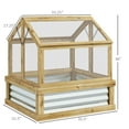 thumbnail image 5 of Outdoor Lighting Outsunny Raised Garden Bed with Polycarbonate Greenhouse, Garden Wooden Cold Frame Greenhouse Flower Planter Protection, Peak Roof, 35.5" x 31.5" x 36", Natural,Outdoor String Lights, 5 of 5