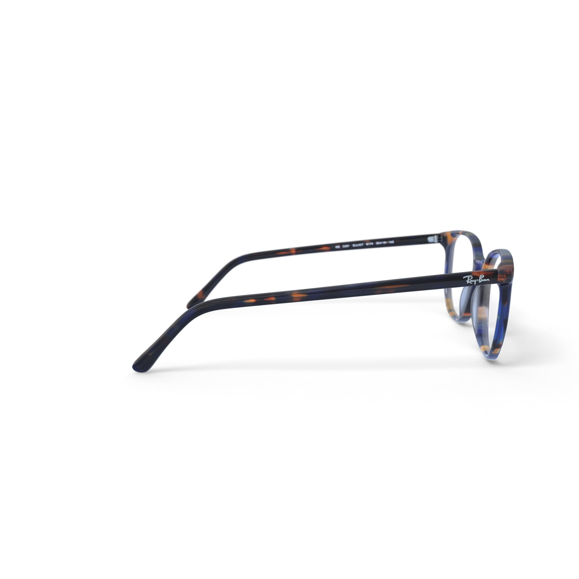 Ray-Ban Unisex Size 50 Irregular Elliot Optics Eyeglasses, Yellow and Blue Havana/Demo Lens