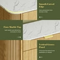 thumbnail image 5 of 47" Wooden Buffet Cabinet Curved Profile Design With Faux Marble Top & Fluted Chest Of Drawers, 5 of 9