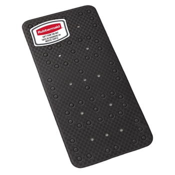 Rubbermaid Soft Foam Bath Tub Shower Mat for Bathroom, Non-Slip with Quick-Drain Holes, 35.88" x 17", Black