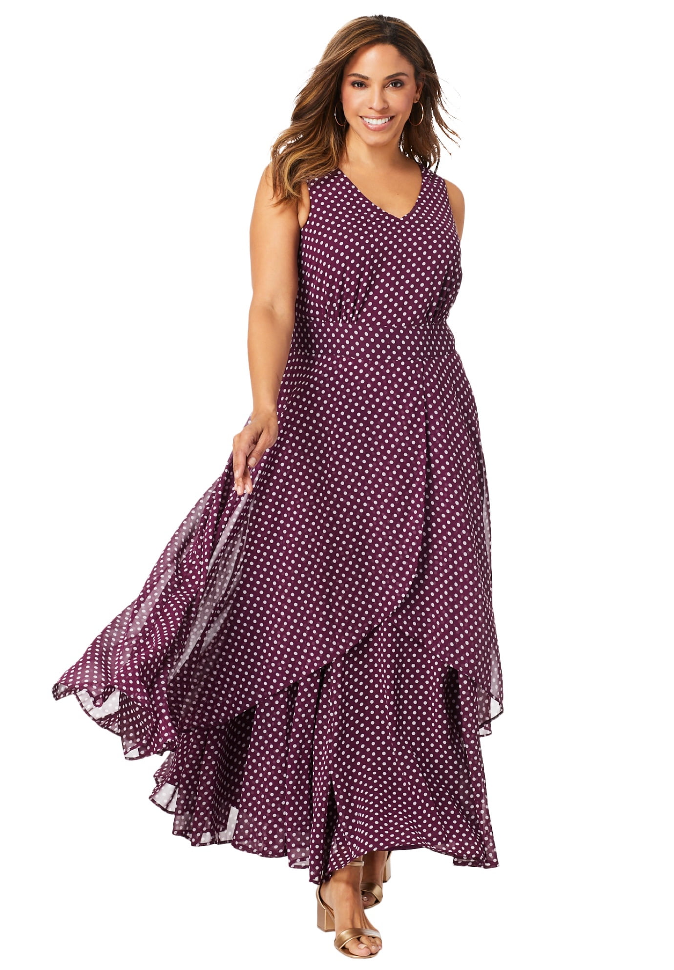 Jessica London Women's Plus Size Flyaway Maxi Dress Dress