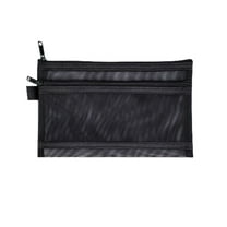 JWshufel Large Capacity Transparent Mesh Pen Bag Double Compartment Portable Zipper Pouch Nylon Mesh Pencil Case Long Lasting Organizer for Stationery Cosmetics Toiletries Travel Use