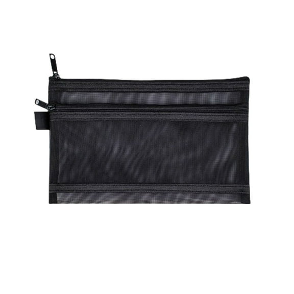 JWshufel Large Capacity Transparent Mesh Pen Bag Double Compartment Portable Zipper Pouch Nylon Mesh Pencil Case Long Lasting Organizer for Stationery Cosmetics Toiletries Travel Use