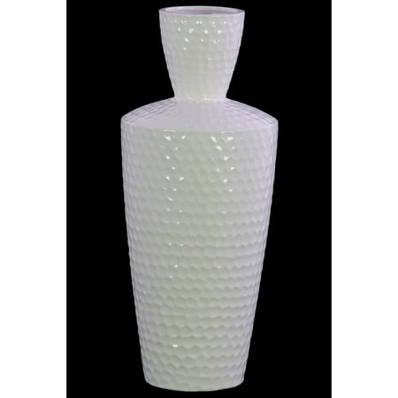 Engraved Diamond Pattern Ceramic Vase With Trumpet Neck Large