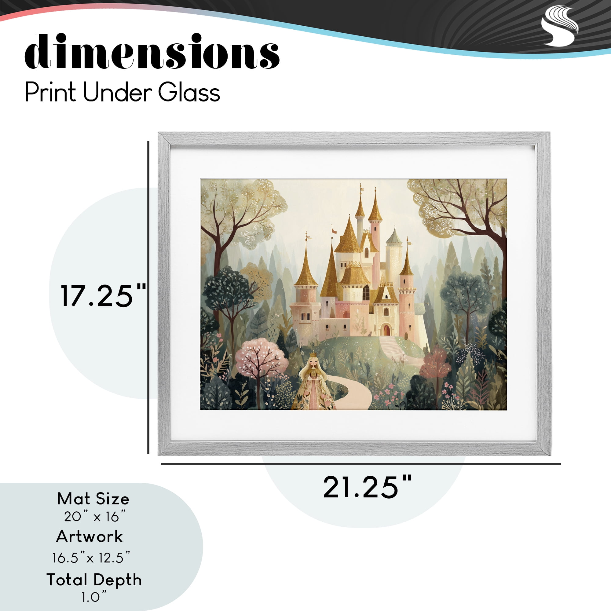 Stupell Industries Whimsical Castle Path Gray Framed Print Under Glass, design by Christine Simpson Art