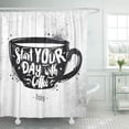 thumbnail image 1 of ABPHQTO Hipster Cup Lettering Start Your Day Coffee Drawing Cortina de ducha negra 150x180 cm, 1 of 1