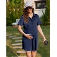 thumbnail image 3 of Ekouaer Nightgowns for Women Button Down V Neck Sleepshirt Short Sleeve Nursing Dress, 3 of 6
