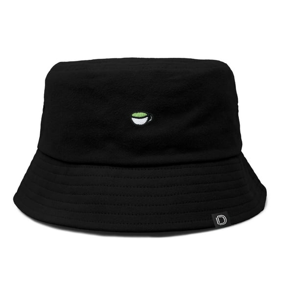 Dalix Lil Matcha Embroidered Cotton Summer Food Outdoor Bucket Hat Womens in Black S Small