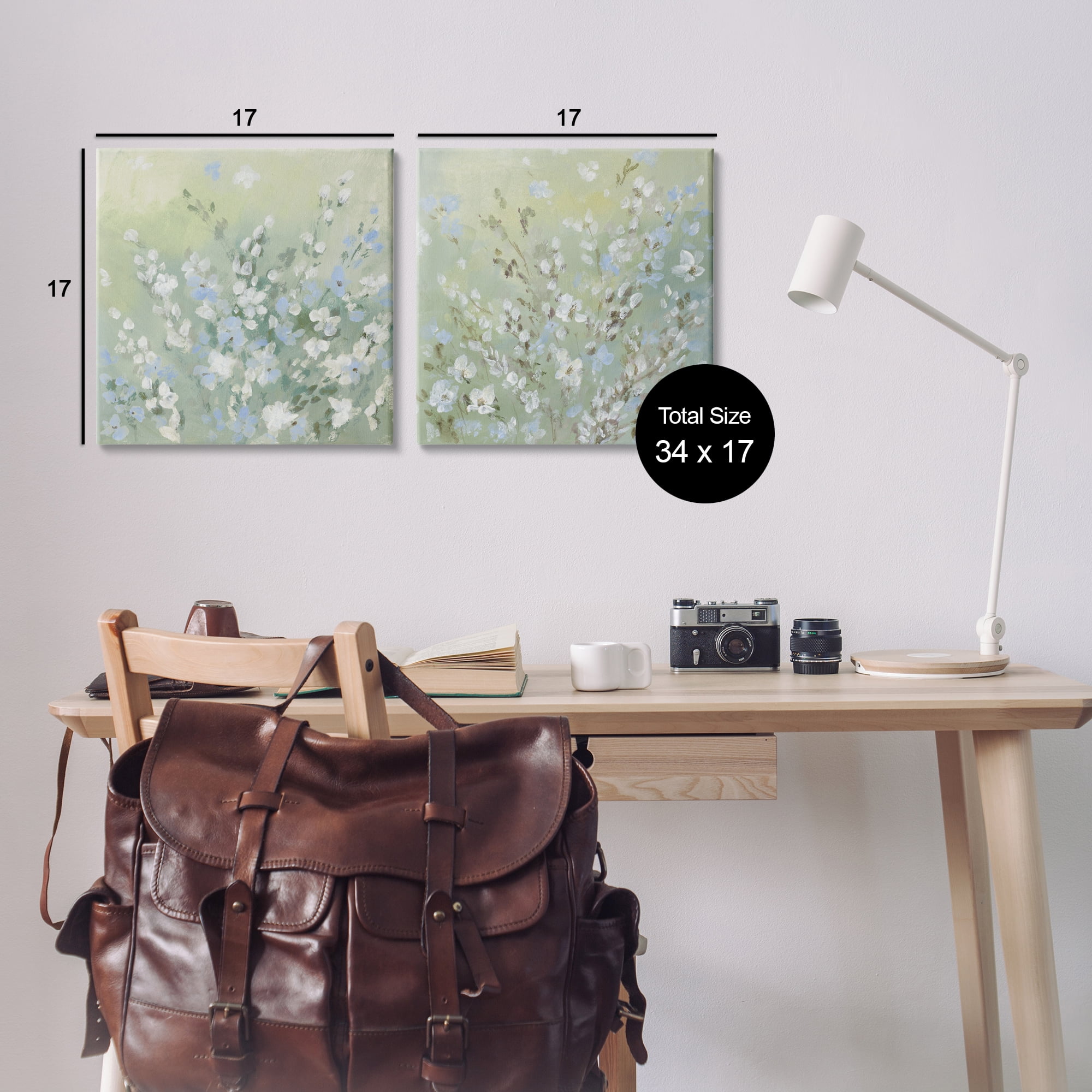 Stupell Industries Wispy Willows Blooms Floral & Botanical Painting Wrapped Canvas Art Print Wall Art, 17 x 17, Set of 2