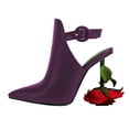thumbnail image 4 of FSJ Women Chic Sculpted Rose High Heels Pointed Closed Toe Ankle Buckle Strap Fashion Sandals Mules Evening Wear Shoes Size 8 Purple, 4 of 4