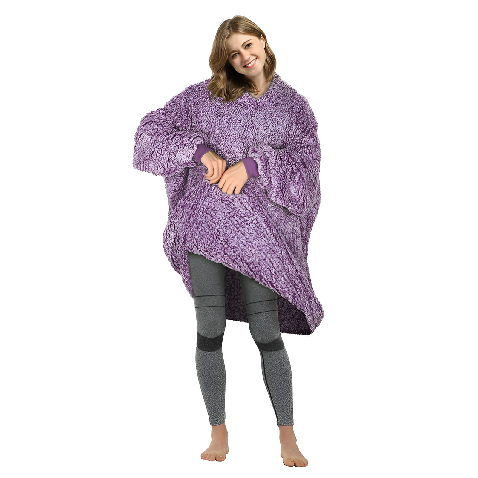 Catalonia Oversized Blanket Hoodie Sweatshirt, Wearable Sherpa Lounging Pullover for Adults Women Men