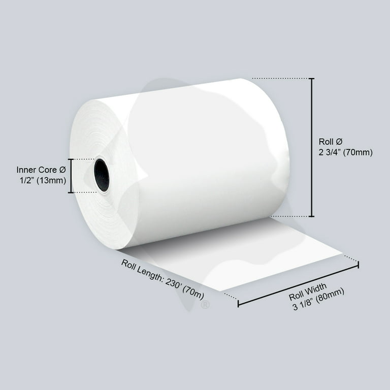 Gorilla Supply 3 1/8 x 230 Thermal Paper Roll TM-T88 T20 T90 SRP-350 370,  BPA Free, 50 Rolls