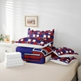 thumbnail image 5 of Feelyou Modern Abstract Adult Bedding Comforter Set 7 Pieces, Red Blue Full Bedding Set, Chic Square Geometric Reversible Fitted Sheet Flat Sheet, Luxury Bedroom Decor, 5 of 7