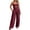 Brown, variant on Solid Camisole Hollow Out Tie Front Wide Leg Jumpsuit Piece