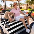 thumbnail image 3 of Golf Cart Seat Covers for 2 Seater,Black Striped Microfiber Cart Seat Towel Blanket,Modern Simple Monochrome Geometric White Absorbent Breathable NonSlip Bench Seats Protector for Golf Course 51"x31", 3 of 9