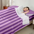 thumbnail image 4 of Manfei Geometric Stripe Queen Sheets,Contemporary Minimalist Queen Sheet Sets, Purple Light Purple, Reversible 4-Piece1 Flat Sheet + 1 Fitted Sheet + 2 Pillowcases, 4 of 6