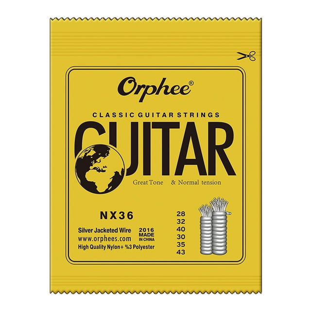 6 Pcs Classic Classical Guitar Strings Nylon and Silver Plated Wire Strings NX-36