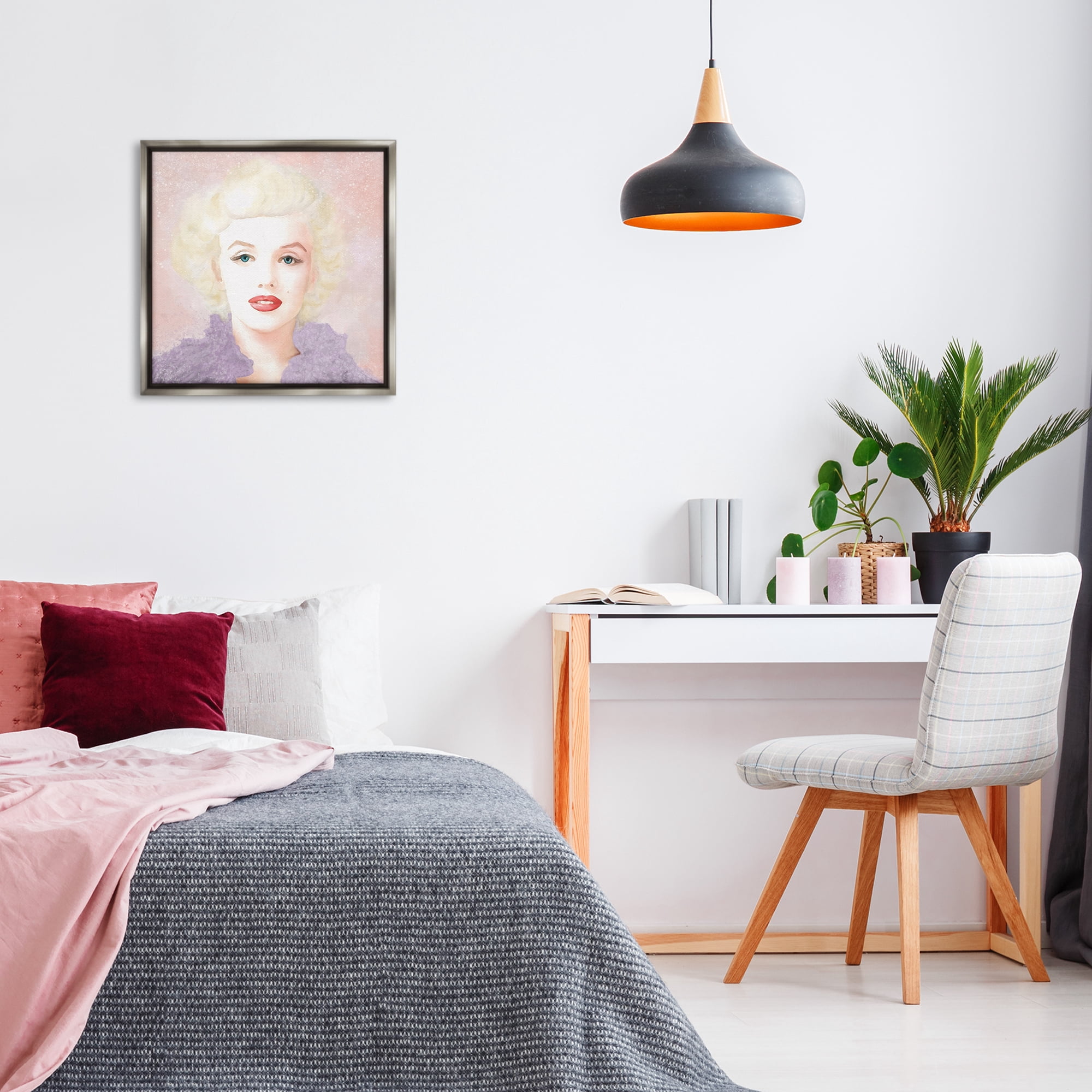 Stupell Industries Pastel Marilyn Portrait People Painting Gray Floater Framed Canvas Art Print Wall Art, 25 x 25