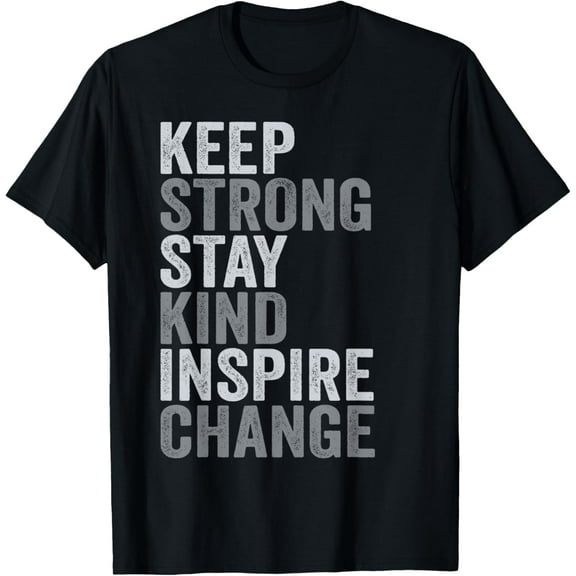 Positive Message Keep Strong Stay Kind Vintage Motivational T-Shirt100% cotton short-sleeved shirt for both men and women