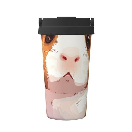 

Xecao Cartoon Guinea Pig Pattern Insulated Coffee Mug with Handle & Flip Thermos Mug Water Bottle Coffee Tumbler Cup