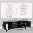 thumbnail image 6 of KFFKFF Black TV Stand for 75in Television, Bohemian Style Stand with Rattan Door, Entertainment Hub with Integrated Socket, Two-Shelf Storage Unit, Contemporary TV Cabinet for Lounge, Media Room, 6 of 9