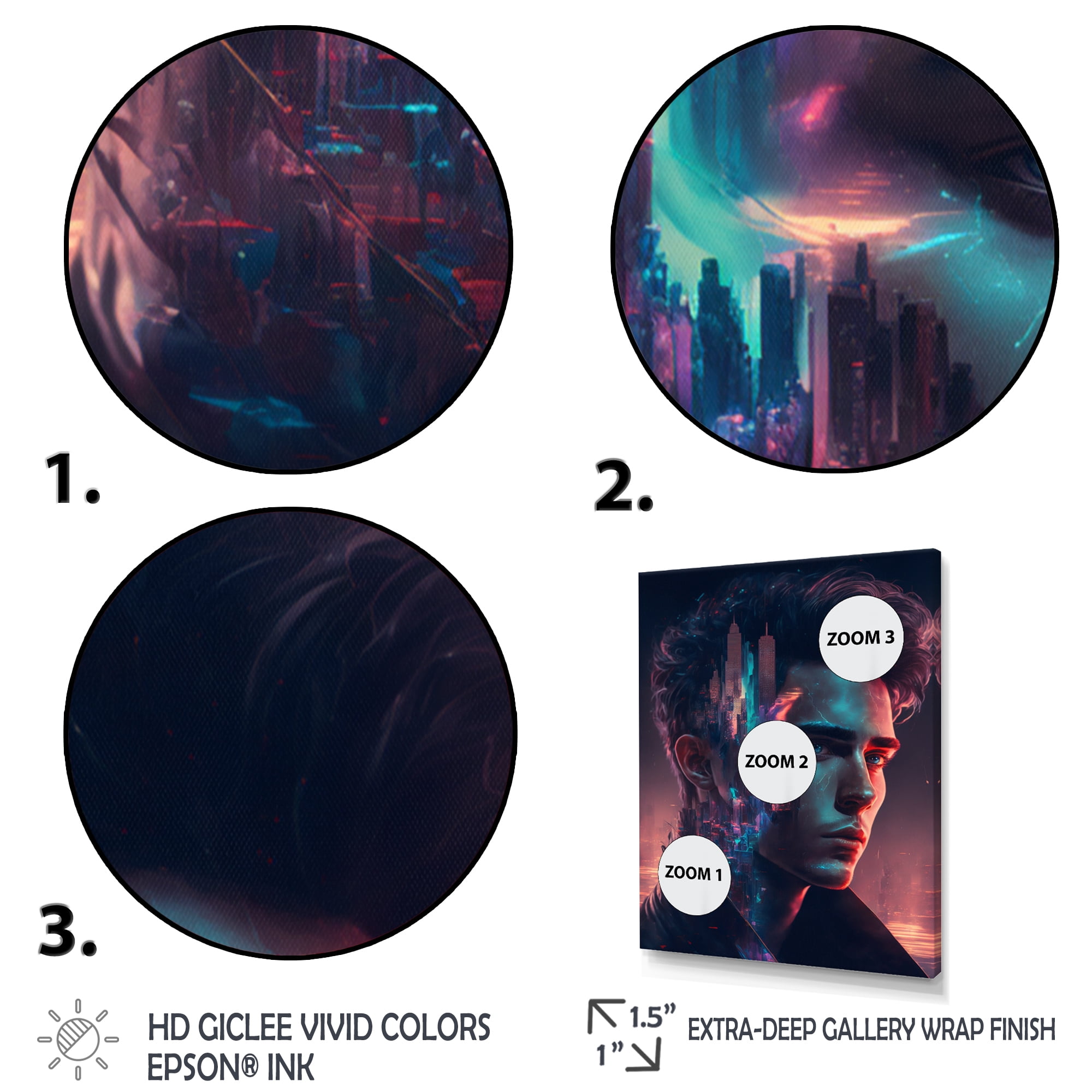 Designart Double Exposure Man Portrait Sci-Fi II Canvas Wall Art