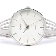 Silver String Style Band Luxury Women's Bangle Cuff Watch
