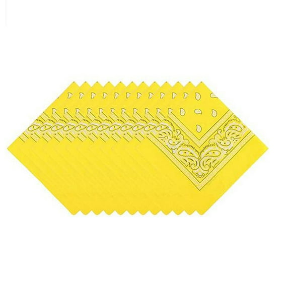 Yoodem Scarf 12pc Bandanas for Men and Women Fashion Bandana Soft and Durable Bandana Yellow One Size
