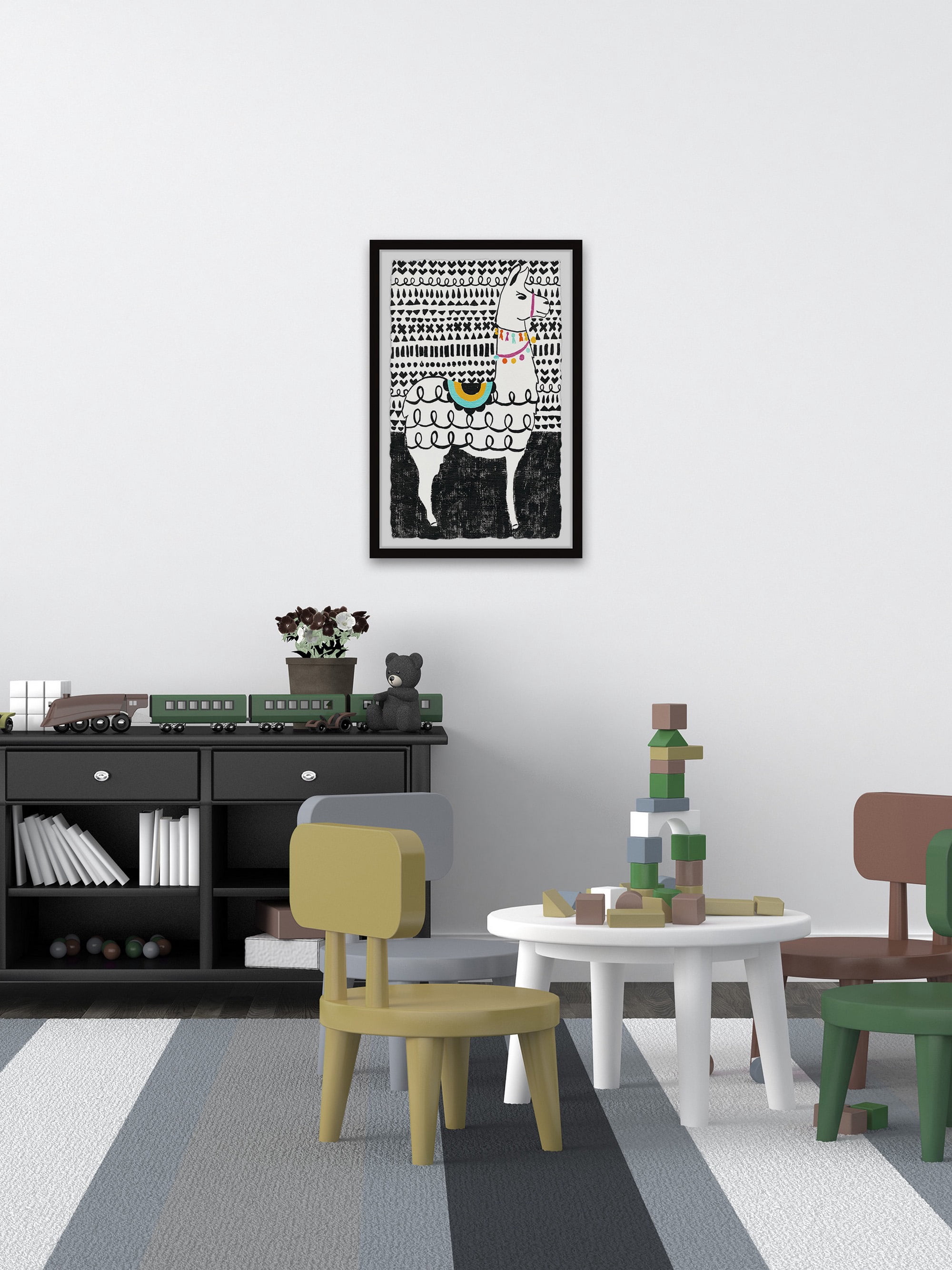 Marmont Hill Llama Loops Framed Wall Art, 8.00" x 1.50"