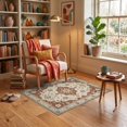 thumbnail image 3 of ODIKA 3'x5' Ultra-Soft Throw Mat, Hallway Boho Vintage Distressed Scrolls Ornate Border Faded Southwestern None Washable, Bare feet friendly, Easy Care Indoor rug for Bedside, Vanity, 3 of 7