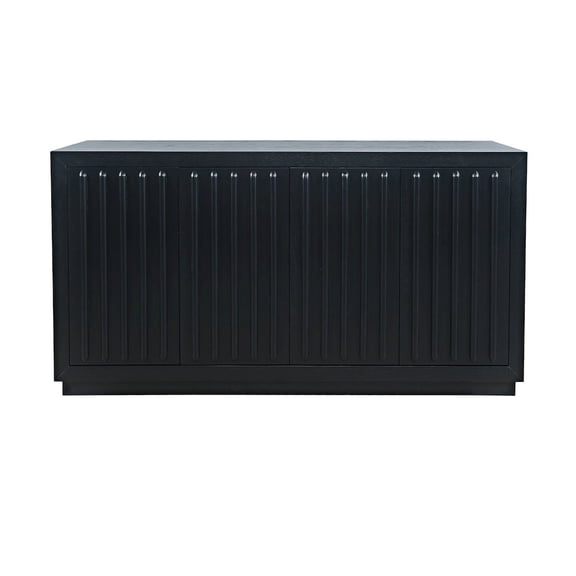Jofran Maven 60" Mid-Century Modern Fluted Four Door Sideboard Storage Cabinet