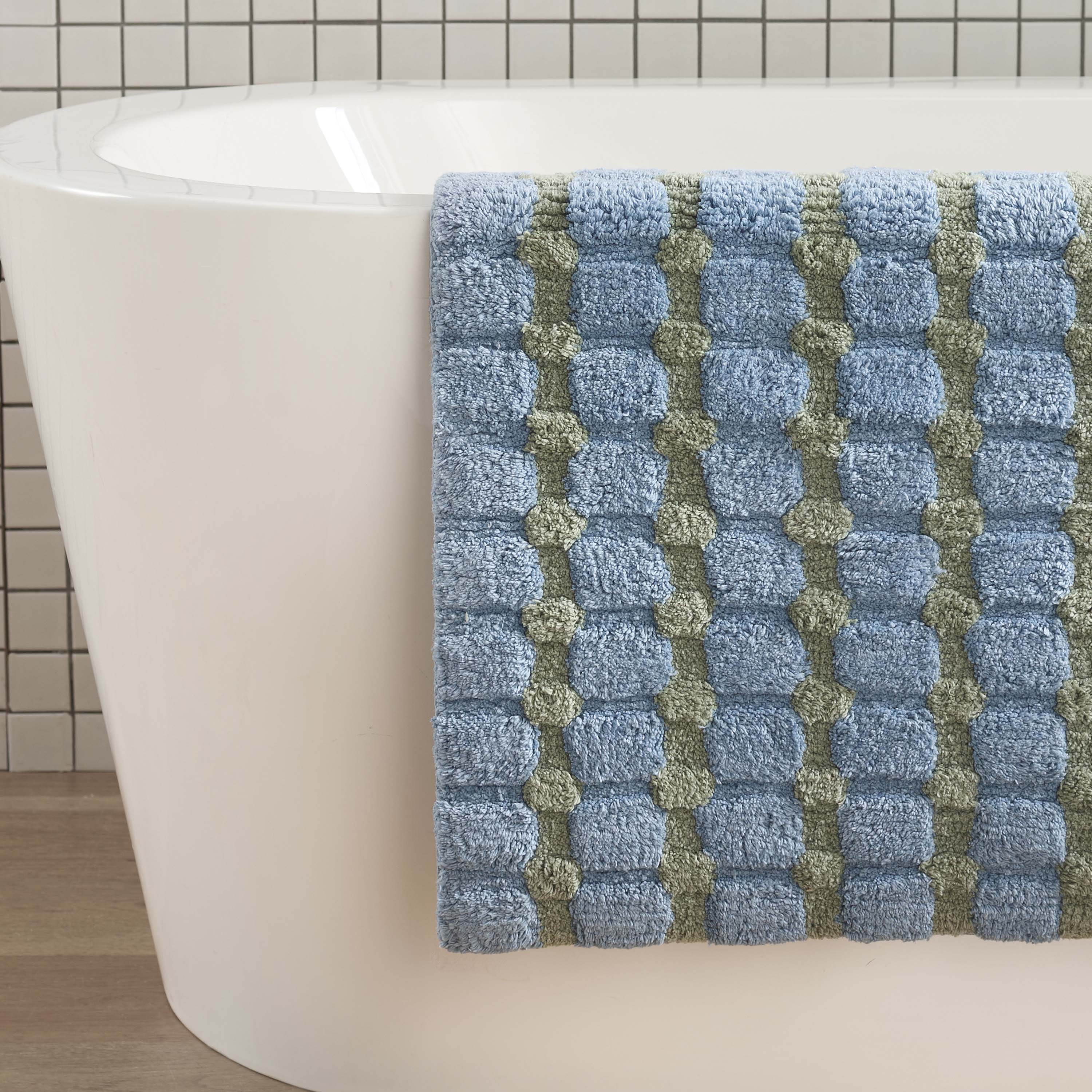 Martex Expression Sculpted Bath Rug, Sky Blue/Sage