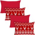 thumbnail image 1 of Juego de fundas de almohada YIYEA, 4 unidades, 51 x 66 cm, diseño navideño rojo, 1 of 7