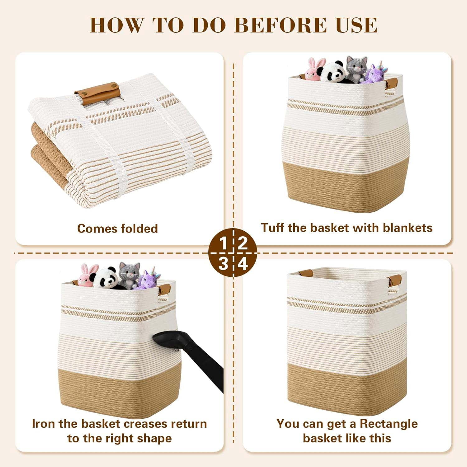 88L Tall Large  Laundry Basket with Leather Handles, ,Collapsible Laundry Hamper,Woven Laundry Baskets and Storage Hampers for Decorative Storage of Dirty Clothes, Toys, and Blankets