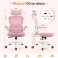 thumbnail image 2 of COOLHUT Ergonomic Office Chair, High Back Mesh Desk Chair with Lumbar Support and Adjustable Headrest, Home Office Chair, Computer Gaming Chair, 400lbs, Pink, 2 of 9