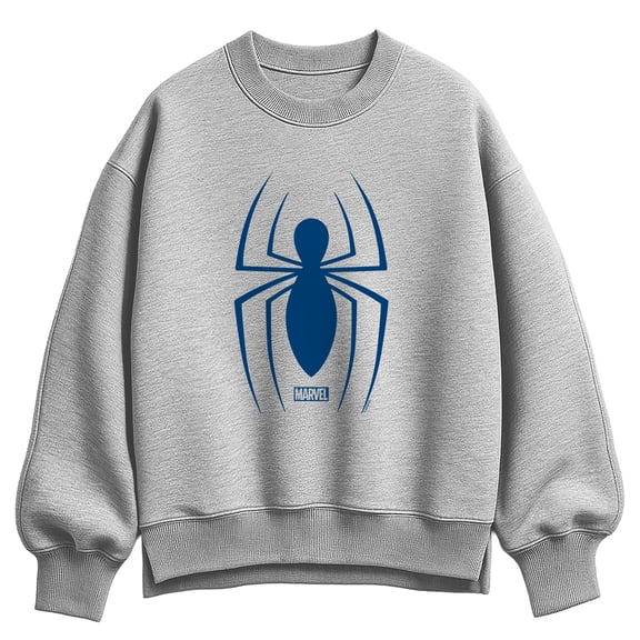 Marvel - Spider-Man Blue Spider Logo Oversized Fleece Crew Sweatshirt