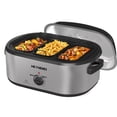 thumbnail image 1 of Horno asador de 24 cuartos, bandeja eléctrica para asar con 3 compartimentos y tapa autoadhesiva, horno eléctrico grande de acero inoxidable para asar pavos, función de descongelación y calentamiento,, 1 of 5
