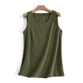 thumbnail image 5 of Royisotas Women Tank Tops Summer Sleeveless Army Green Casual Womens Camisole Solid Color Crew Neck Loose Cotton Linen Womens Cami Tops Plus Size, 5 of 5