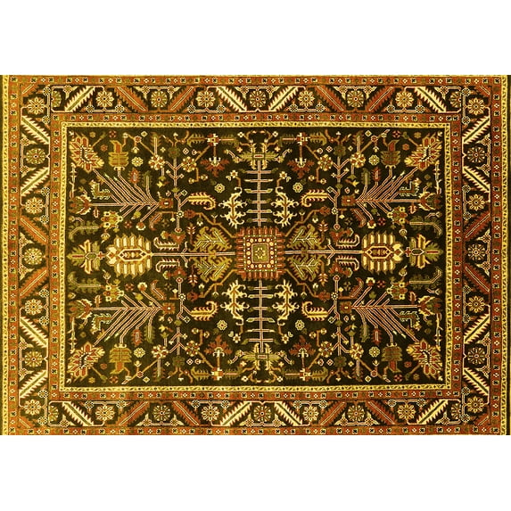 Ahgly Company Indoor Rectangle Oriental Yellow Industrial Area Rugs, 8' x 10'
