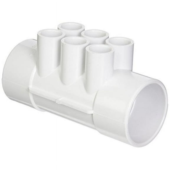 Waterway 672-4110 2" x 2" x 0.5" Slip 6 Ports Flow Thru Manifold