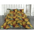 thumbnail image 2 of Ambesonne Botanical Quilted Bedspread Set 3 Pcs, Autumn Leaves Repeated, Queen, Mustard and Vermilion, 2 of 4